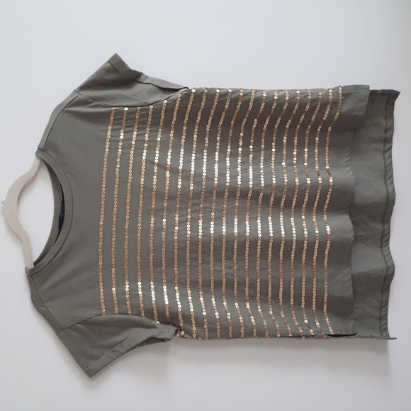 Sequine Stripe Tee /Top - Picture 2 of 6
